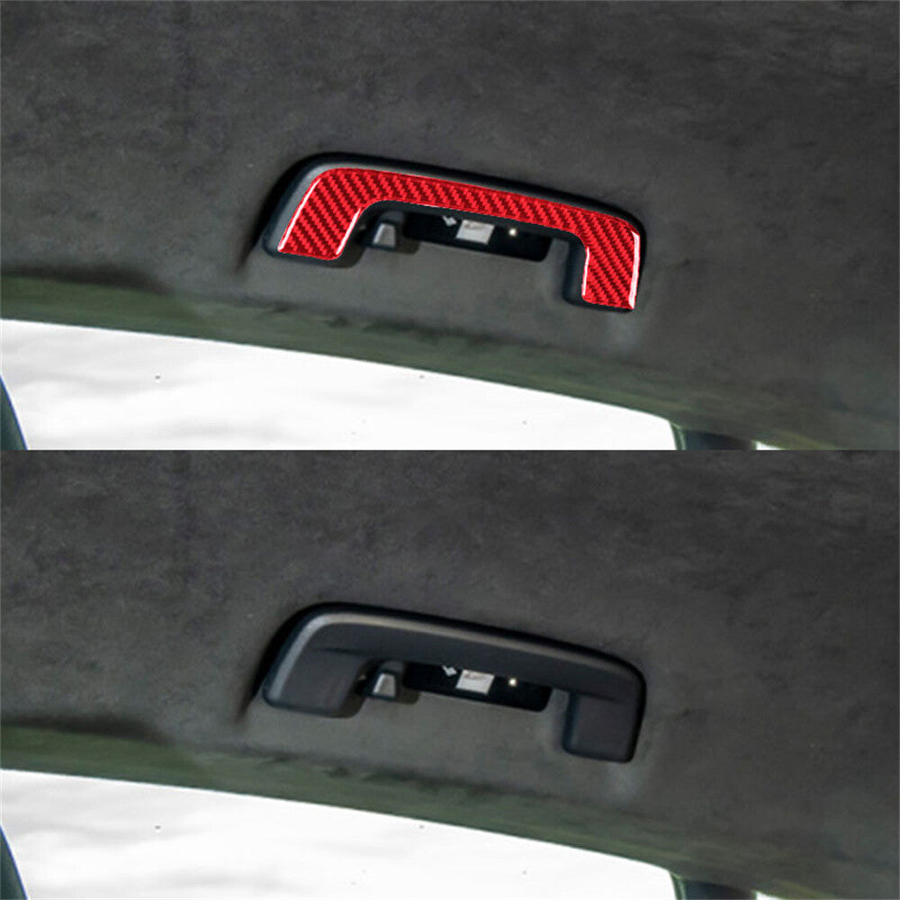 4¡ÁRed Carbon Fiber Interior Roof Handle Panel Cover for Porsche Taycan 2019-2022