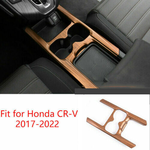 for Honda CR-V 2017-2022 Wood Grain Central Console Water Cup Frame Cover Trim