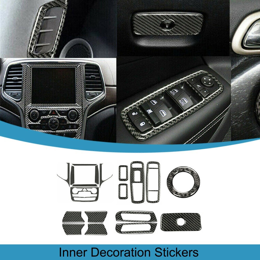 Inner Decoration Stickers Kit Cover Trim Set for Jeep Grand Cherokee 2011-2024