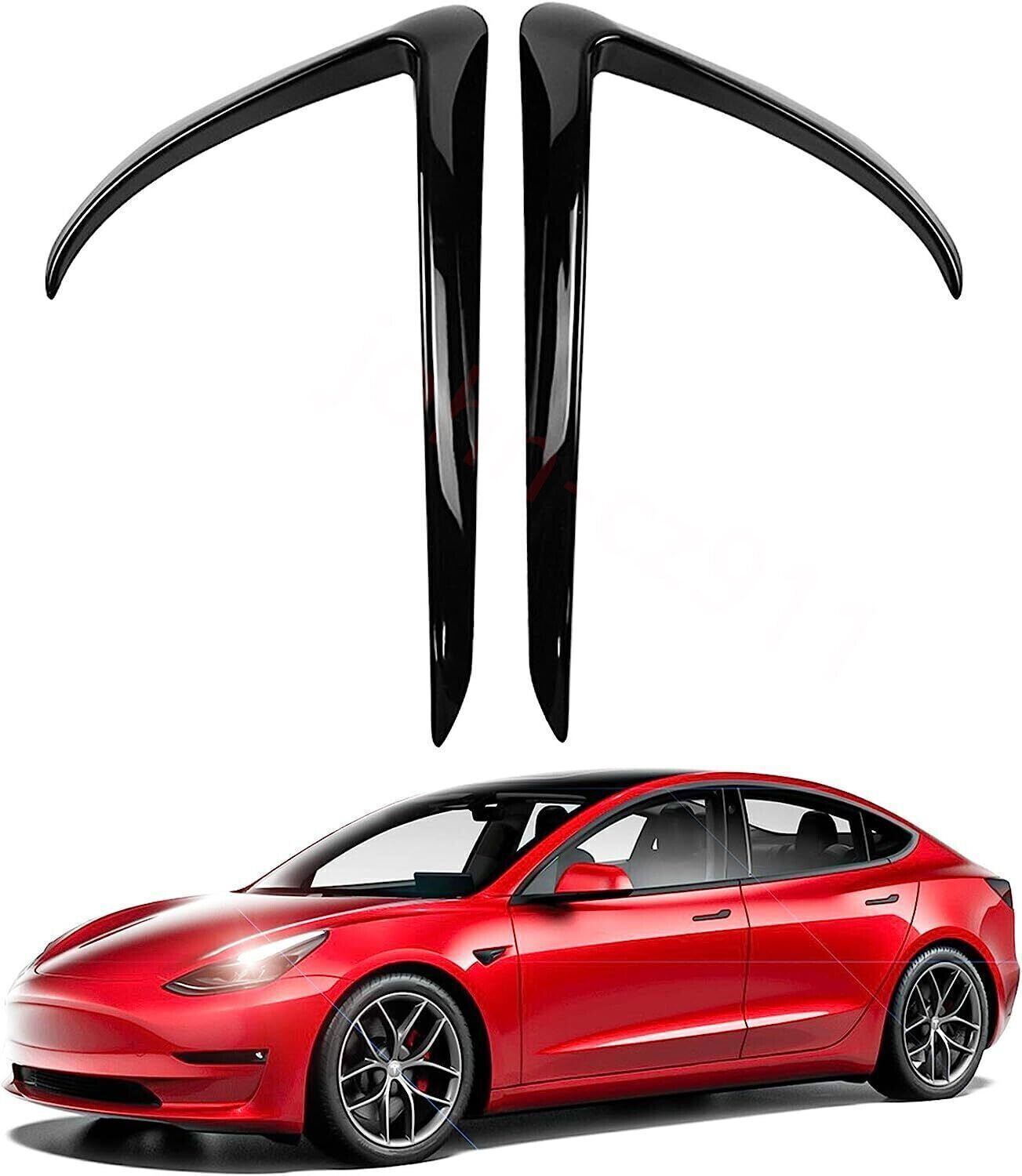 Gloss Black Front Fog Light Eyebrow Cover Trim For Model 3 2022 - 2023 n