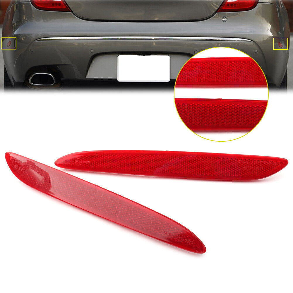 Pair Rear Bumper Trim Side Reflector for Jaguar XJ 2010-2017 Red Q