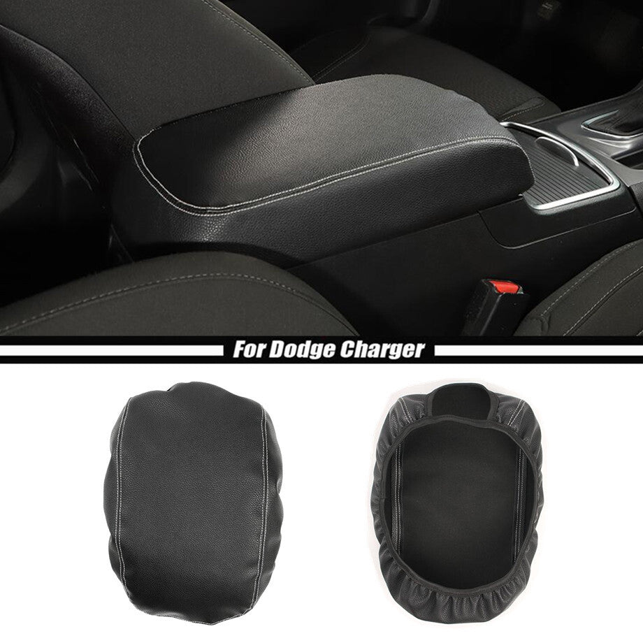 Fit For 11 - 23 for Dodge Charger Black Center Console Armrest Box Cover Leather v