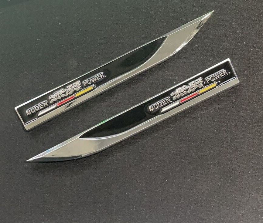 2-Piece Car Side Fender Stickers, Boots, Trunk Badge, Mugen Black, for Honda for Acura