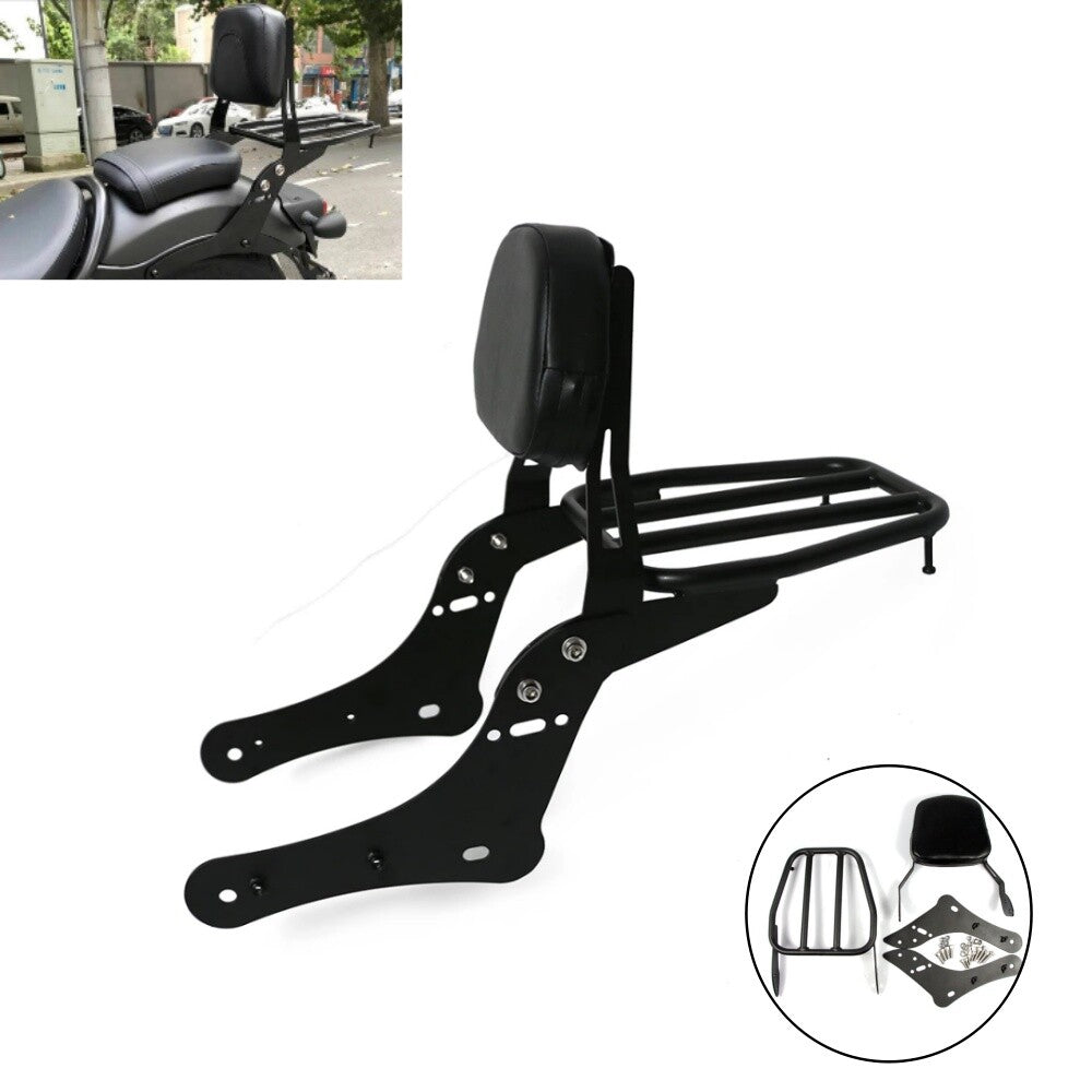 Black Passenger Backrest Sissy Bar Luggage Rack for Kawasaki Vulcan 650 S EN650