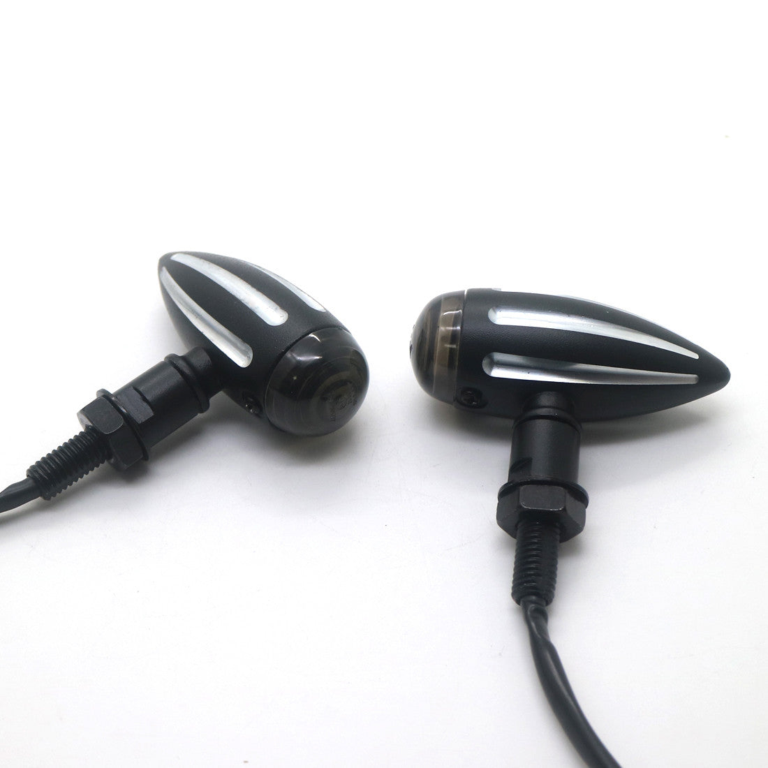 2X Bullet LED Black CNC Edge Cut Turn Signal Light for Harley Cafe Racer Custom Q