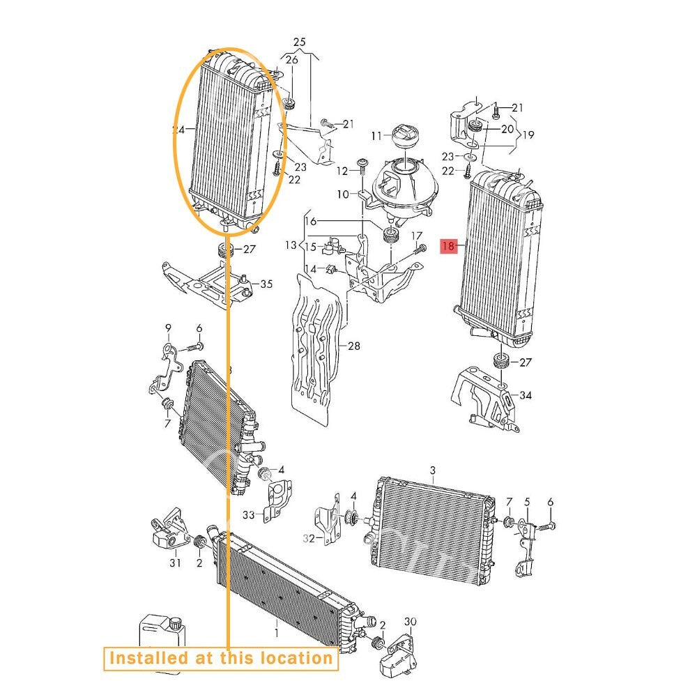 Right Rear Auxiliary Radiator for Lamborghini for Audi R8 Equipment Manufacturer: 4S01212B