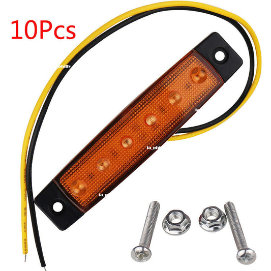 10Pc 24V 6LED Side Marker Indicators Lights Lamps Truck Trailer Bus Lorry-Yellow Q