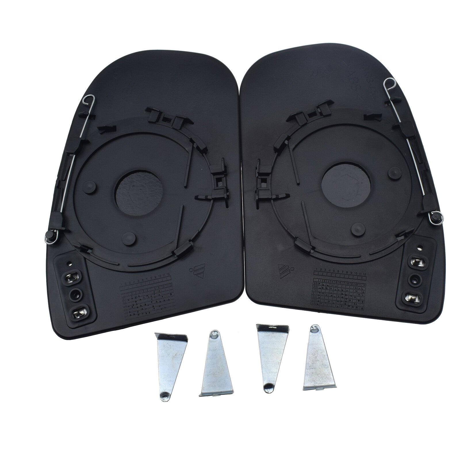 A pair of left and right mirror glass heating strips with backplates suitable for Mercedes C230, C350, E350, E500