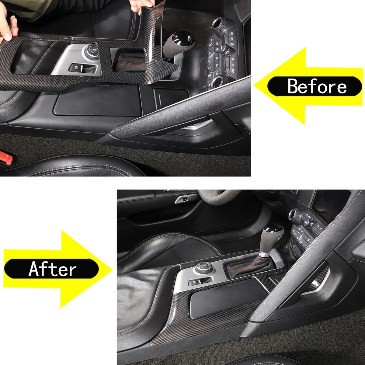 Carbon ABS outer gear panel protective cover trim for 2014-2019 for Corvette C7- n