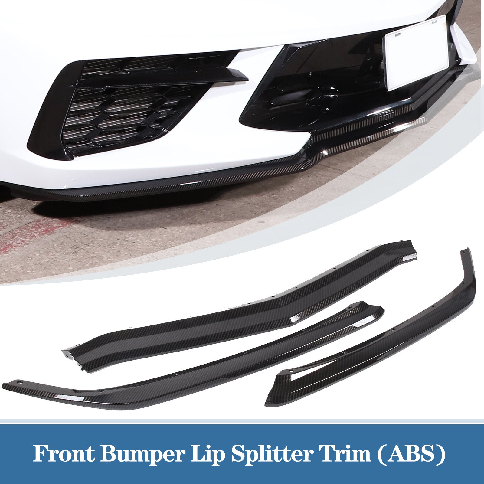 Carbon fiber exterior front bumper lip splitter kit for Chevrolet for Corvette C8 Z51 2020 - 2023
