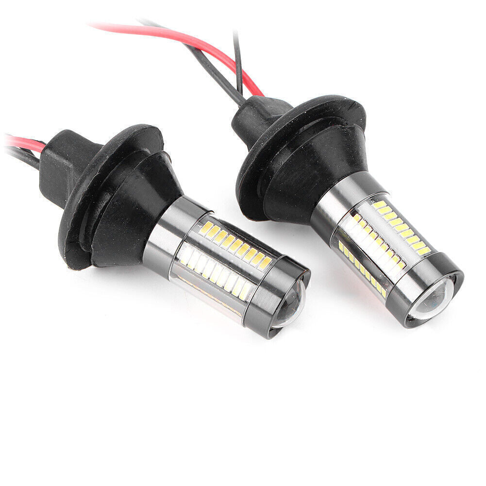 White+Amber Dual Color LED Turn Light Kit Fit 1156 BA15S BAU15S 4014 66 SMD