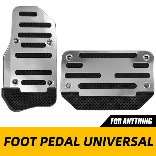 2X Universal Automatic Gas Brake Foot Pedal Pad Cover Silver Accessories NonSlip Q