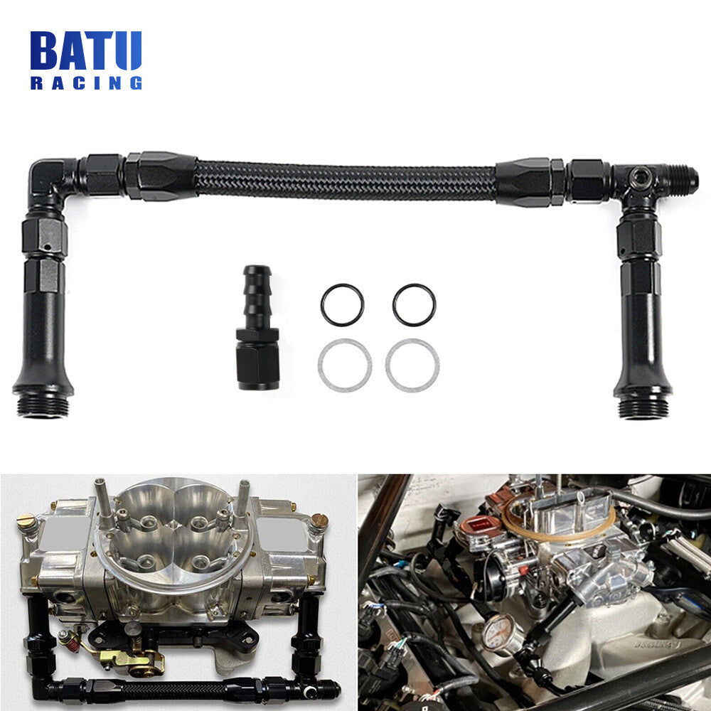 New 6AN Braided Dual Feed Carb Fuel Line Double Pump for 4150 Holley Carburetor