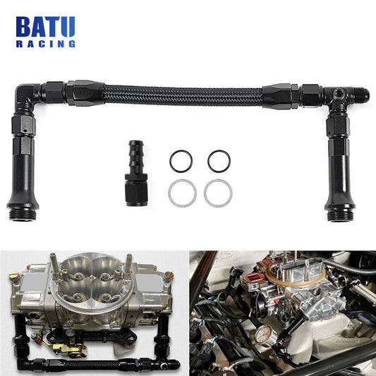 New 6AN Braided Dual Feed Carb Fuel Line Double Pump for 4150 Holley Carburetor