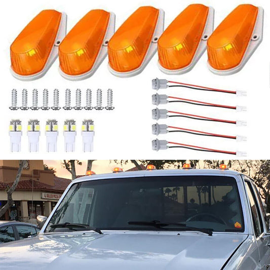 5 Amber Cab Marker Lights and Roof Running Lights for 1973-1997 F150, F250, and F350 n