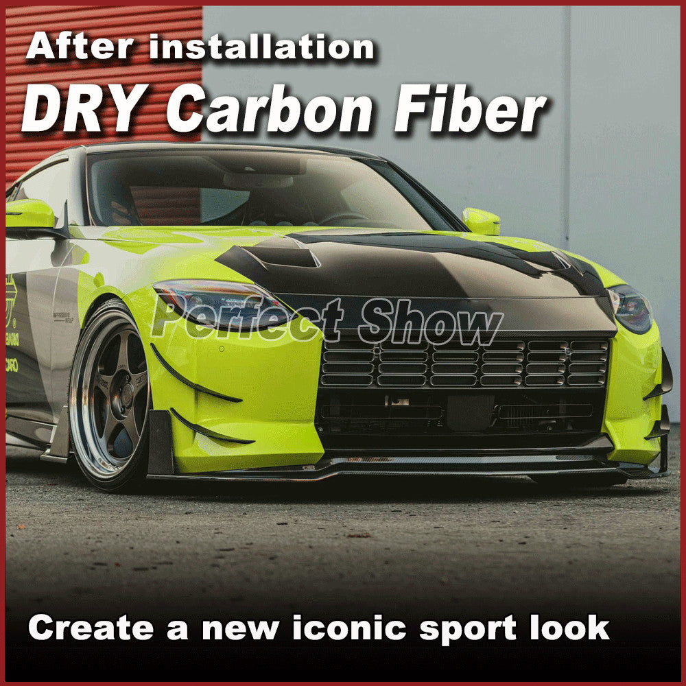 for Nissan 400Z Z 2023+ Dry Carbon Fiber Front Bumper Fins Canards Vent Splitter