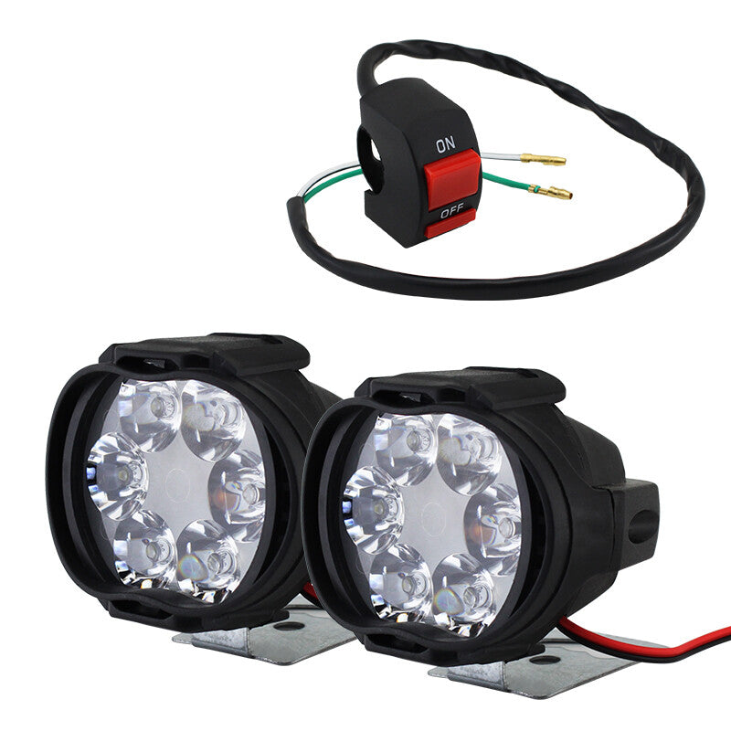 2¡Á Motorcycle Scooter LED Spot Light Headlight Fog Driving Lamps w/ Switch v