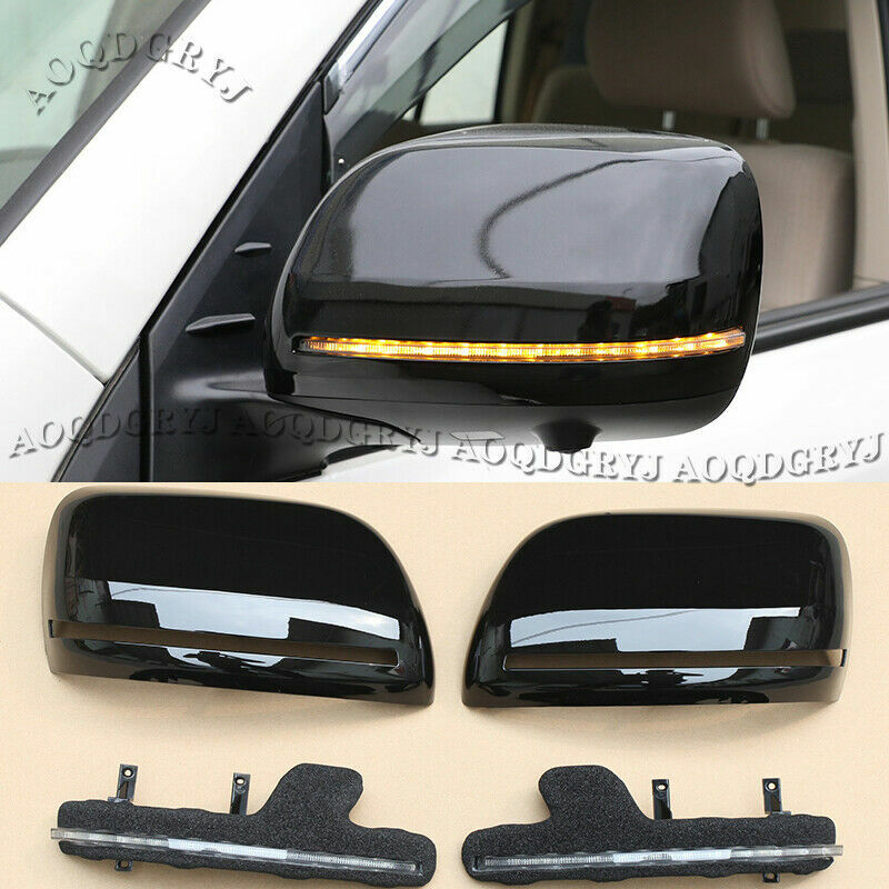for Land Cruiser FJ/LC200 08-21 LED W/Streamer Piano black Rearview Mirror Cover
