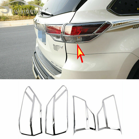 4P for Toyota Highlander 2014-2019 ABS Chrome Rear Tail Light Cover Trim Molding