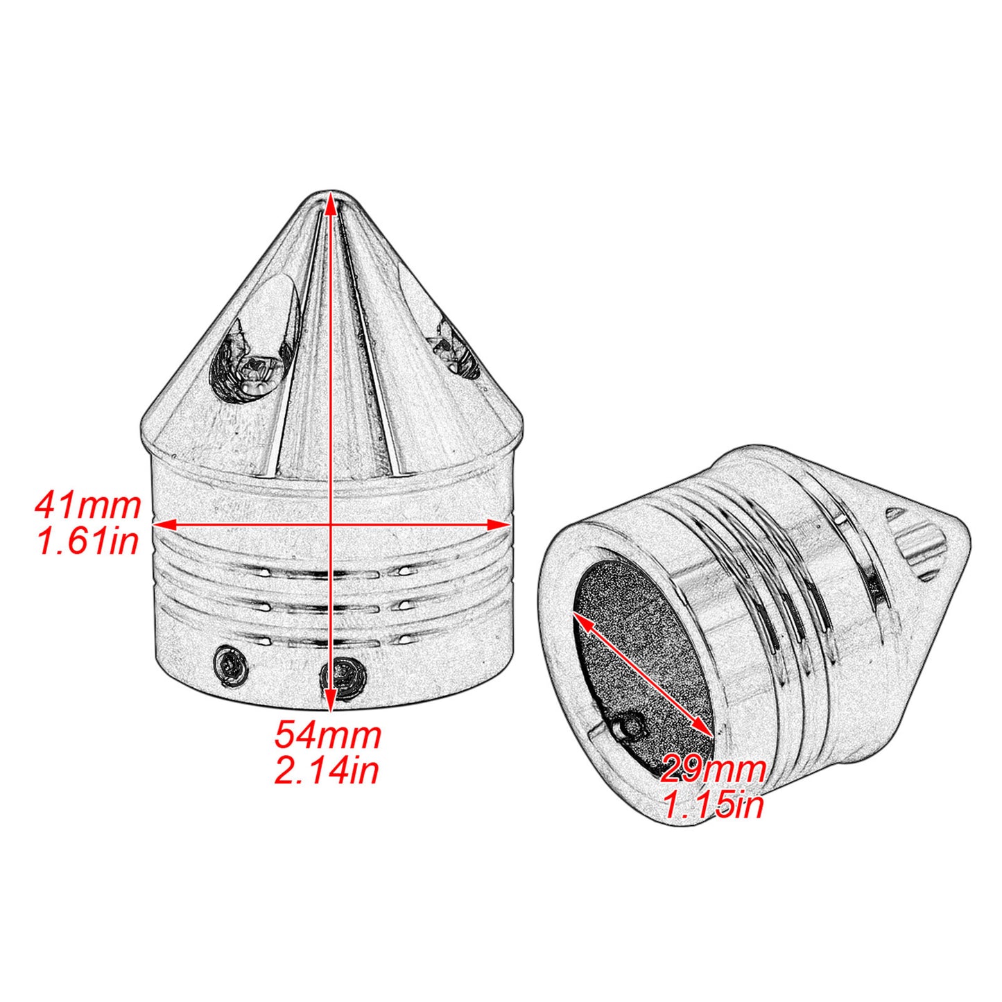 Black Spike Front Axle Cap Nut Covers for Harley Touring Electra Glide Softail
