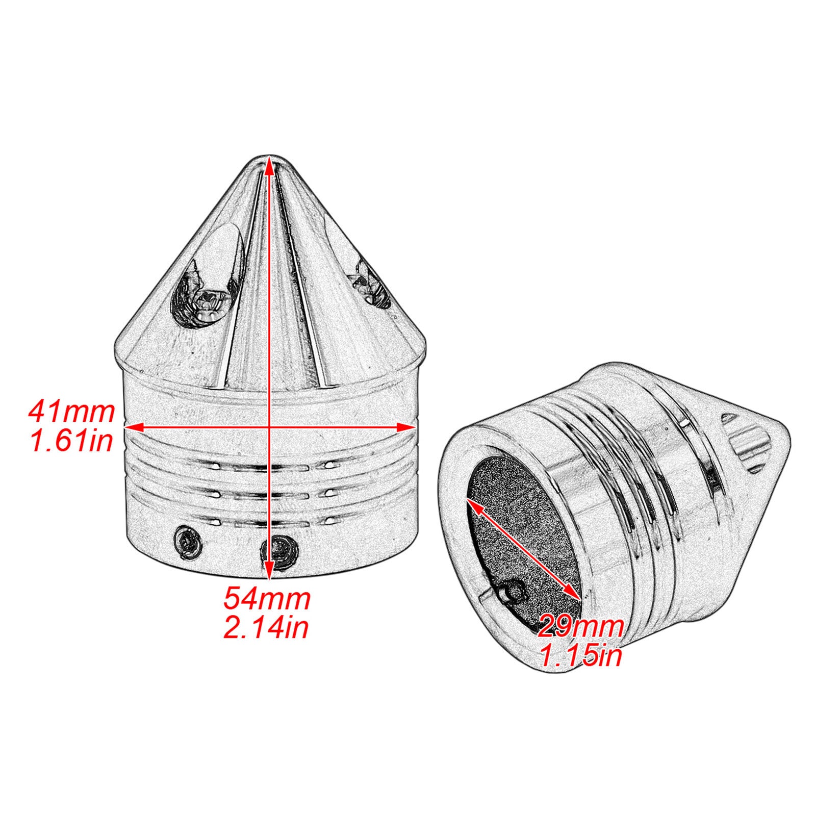 Black Spike Front Axle Cap Nut Covers for Harley Touring Electra Glide Softail