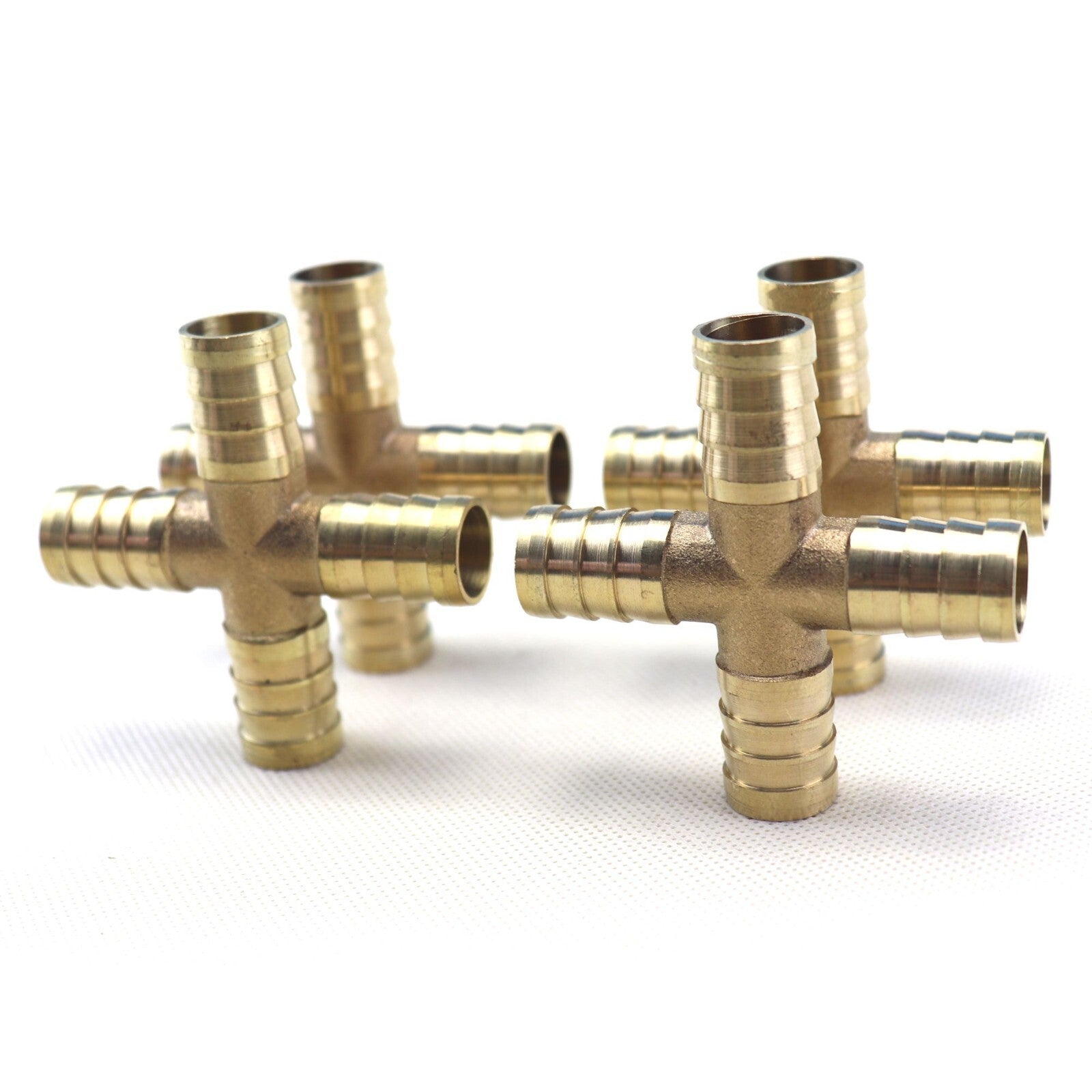 4X 9/16 14mm HOSE BARB 4 WAY Cross Brass Pipe Fitting Thread Gas Fuel Water Air