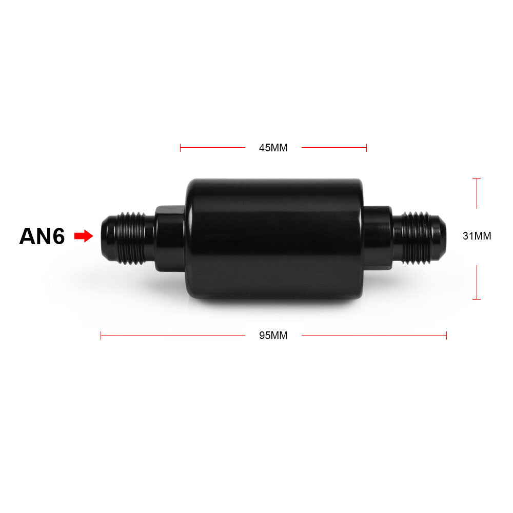 Car Flow Performance for Mini Oil Fuel Filter Inline With 100 Micron Element Black Q