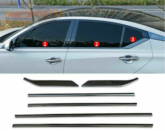 for Nissan Altima 2019-22 Gloss Black Steel Bottom Window Frame Sill Trim Cover