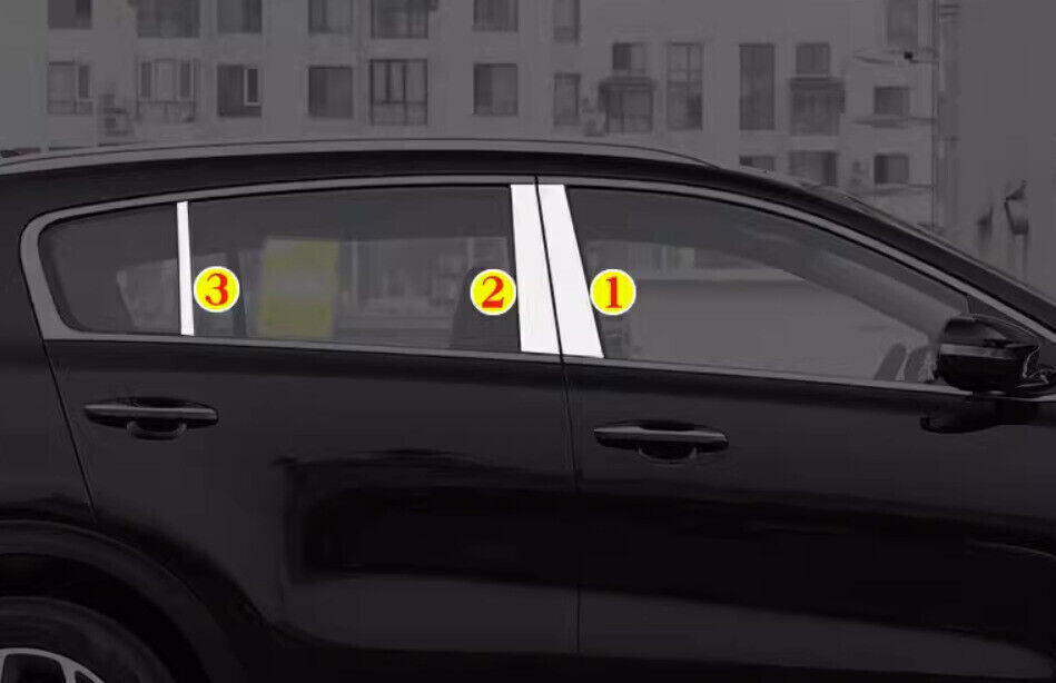 for Kia Sportage KX5 17-2021 Steel Window Center BC Pillar Post Cover Trim 6PCS