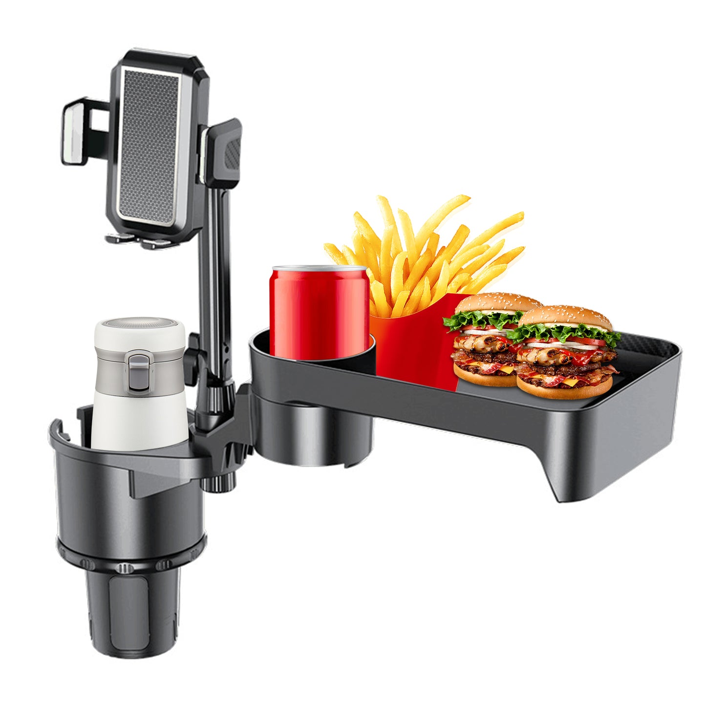 Large Cup Holder Phone Mount for Car 4 in 1 Rotation Food Table Expander O9W6 Q