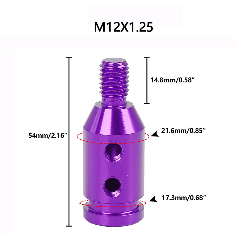 M12 x 1.25 Car Gear Shift Knob Adapter for Non Threaded Shifter Purple Universal