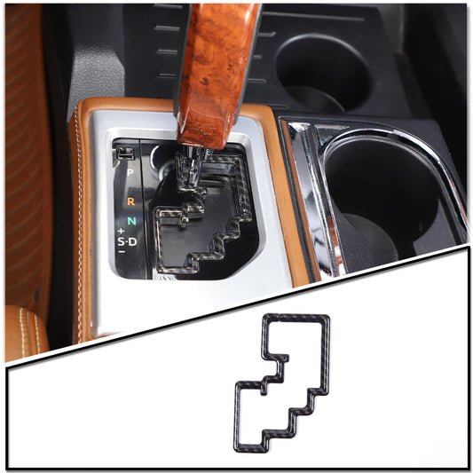 2-piece mounted ABS carbon fiber center shift trim cover for Tundra Sequoia 2022-23- v