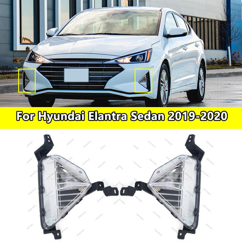 1Pair Front Bumper Fog Lights Driver Lights for Hyundai for Elantra Sedan 2019-2020 v