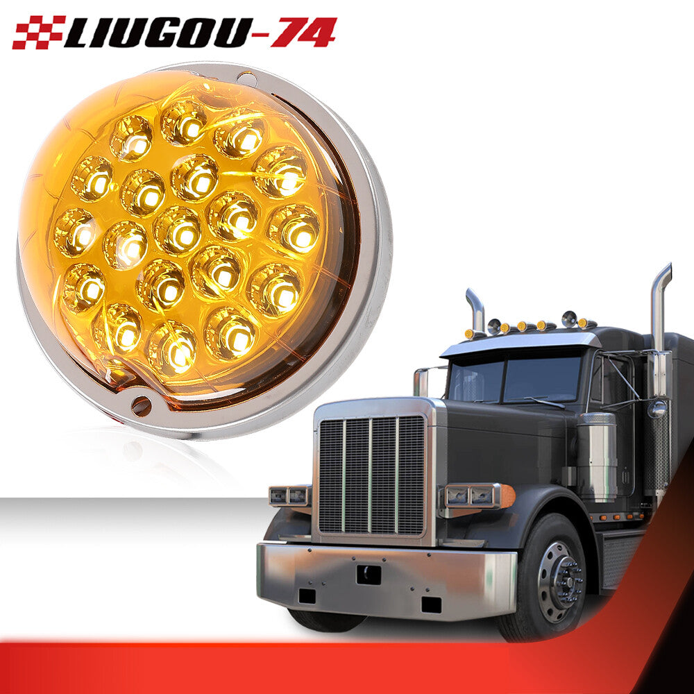 1 Pack Clear Amber Lens Watermelon 19 LED Marker Turn Signal Light Universal - v