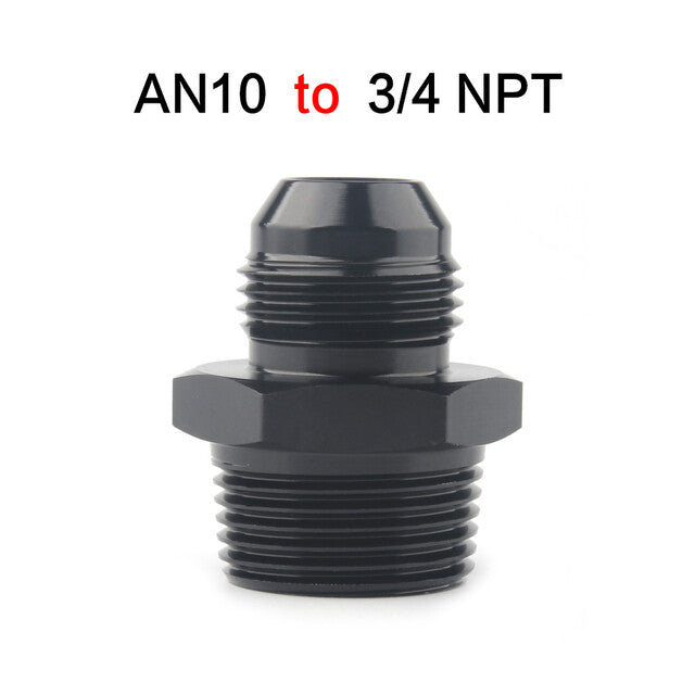 1-Piece Straight Adapter 10 AN to 3/4 NPT Accessories, Black Aluminum Premium Material