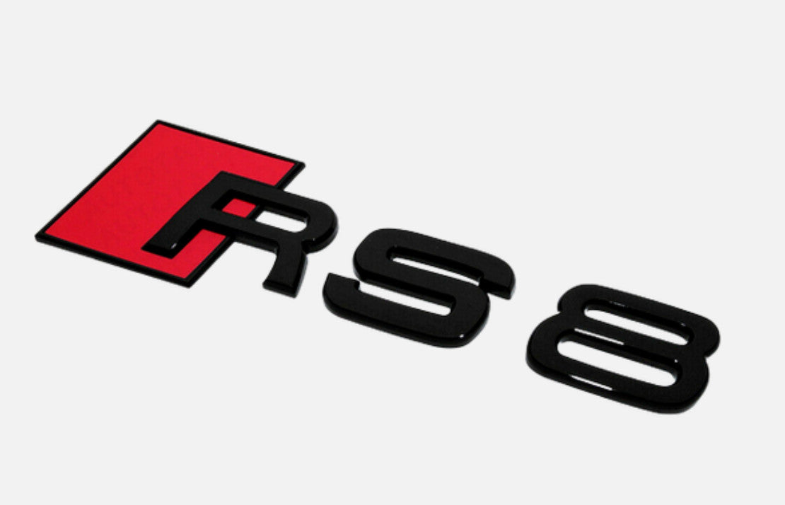 Suitable for Audi RS8 S8 rear badge, trunk boot badge sticker, logo, nameplate, gloss black