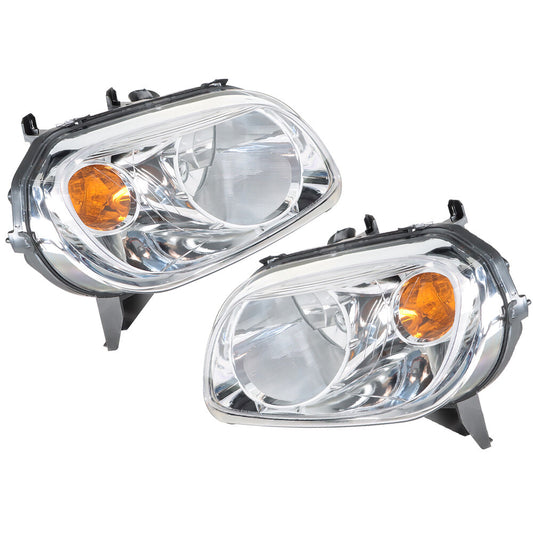 Right + Left headlights with halogen chrome housings and transparent lenses, suitable for 2006 - 2011 HHR- n