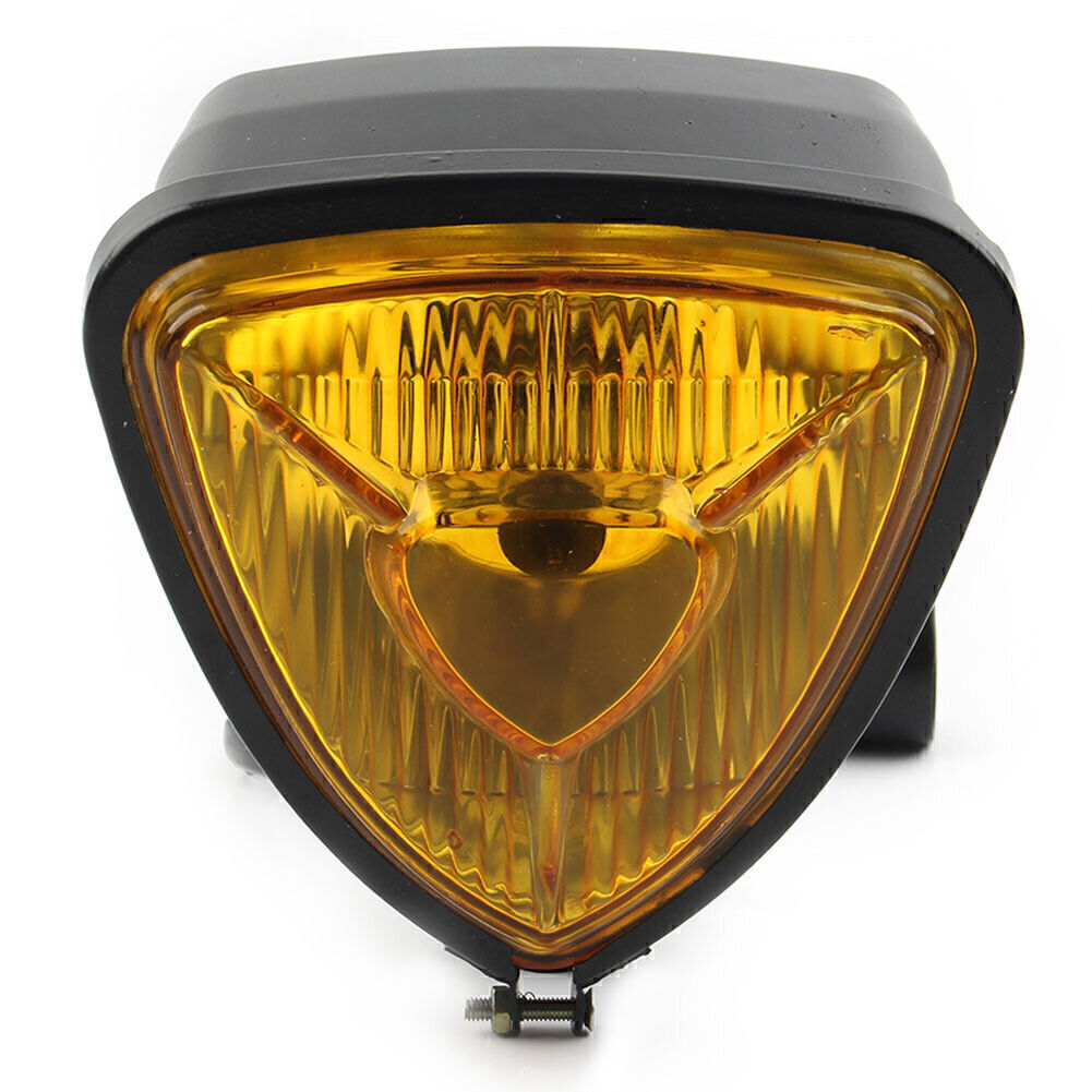 12V Triangle Motorcycle Headlight Lamp for Harley Chopper Bobber Custom Amber Q