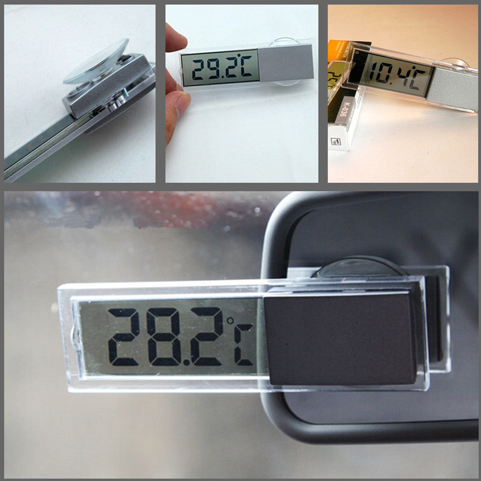 Car Windshield Transparent Thermometer Fahrenheit Celsius LCD Temp Gauge