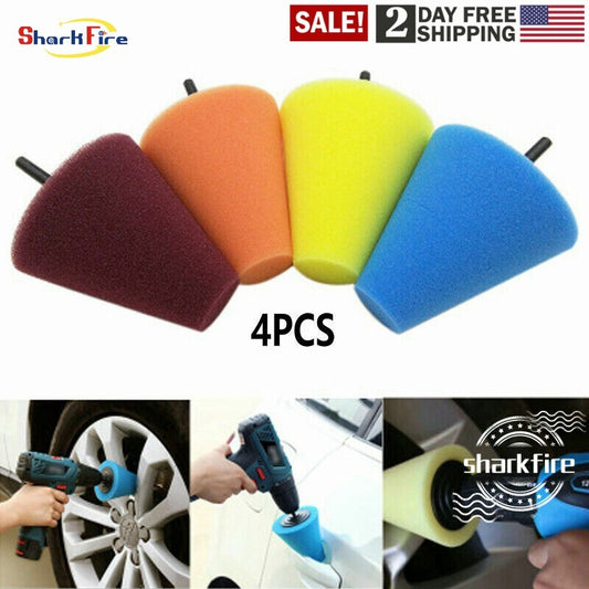 4-pack of foam sponge polishing cone pads for cleaning car wheels