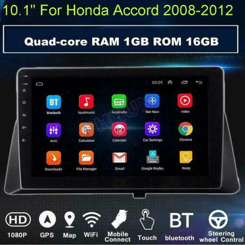 10.1-inch screen compatible with 08-12 for Honda Accord Quad-core Android 9.1 radio, stereo BT FM, GPS player - n