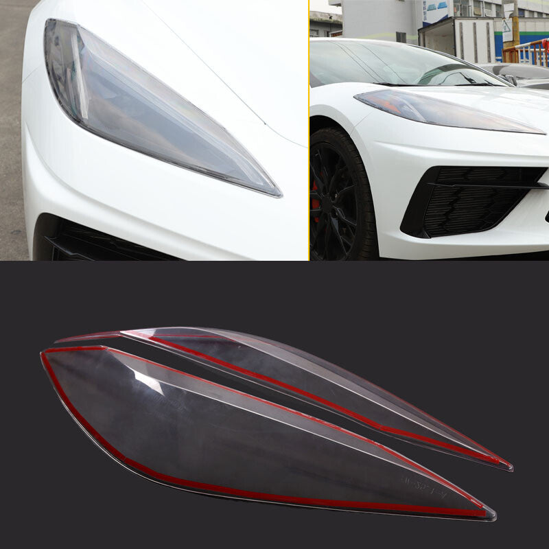 Transparent headlight lens cover trim for Corvette C8 2020 - 2024 models. n