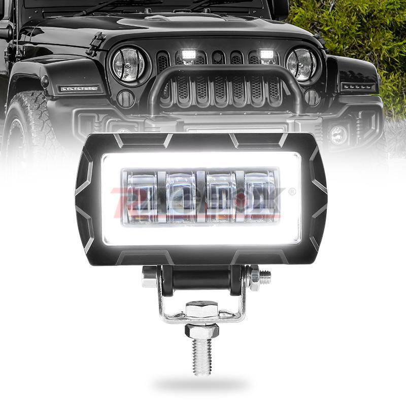 1X 4inch LED Work Light Bar 7D Driving Spot Cube Pods Fog Halo DRL Offroad Truck