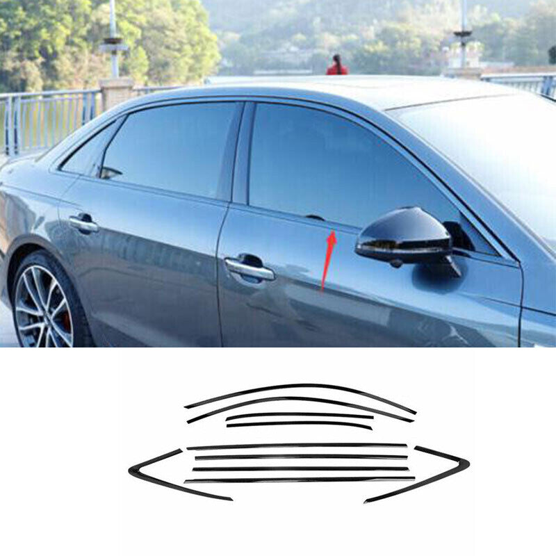 Decoration Strips Window Molding Trim 2017~2019 for Audi A4 B9 Black Titanium