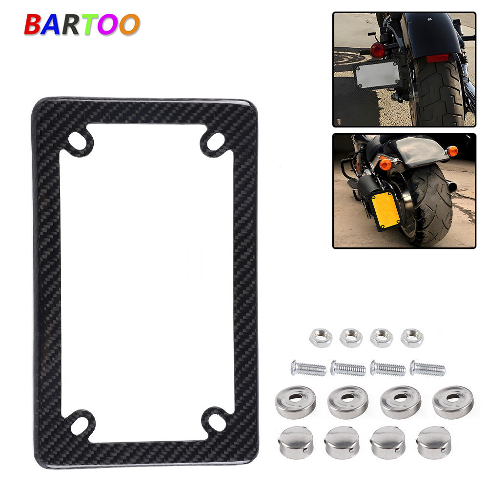 100% Real Carbon Fiber for Motorcycle American License Plate Frame Holder w/Caps Q