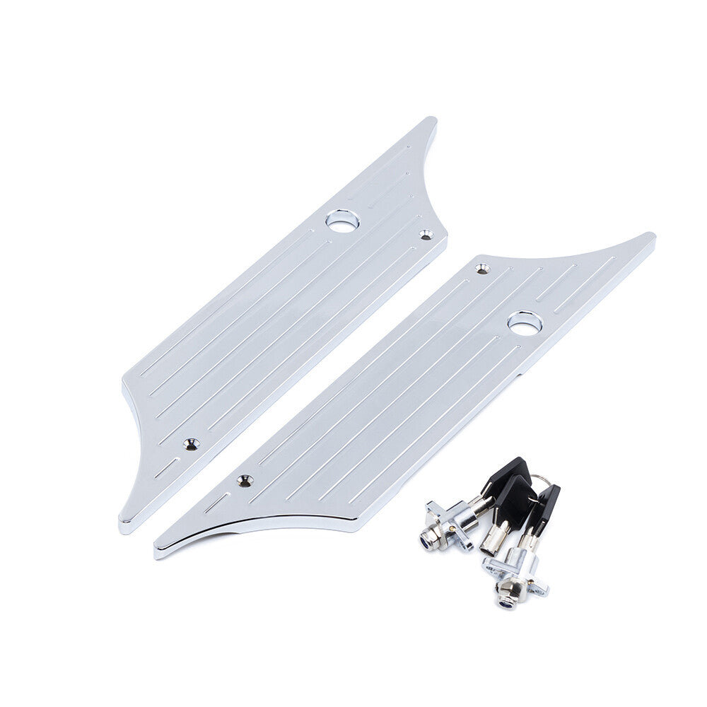 Chrome Billet Saddlebag Latch Cover Lock Key Set for Harley Electra Street Glide Q