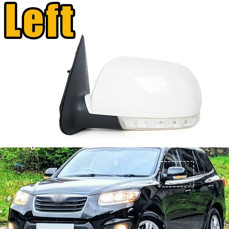 Left Rearview Mirror 8PINS With Lamp White for Hyundai Santa Fe 2.4L 2.7L 07-12