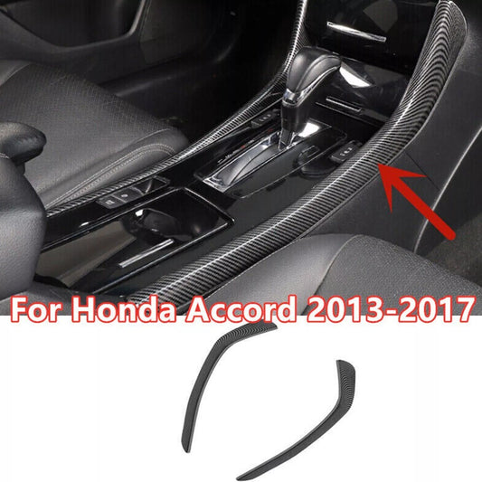 2Pcs Carbon Fiber Center Gear Shift Side Strip Trim for Honda Accord 2013-17 New n
