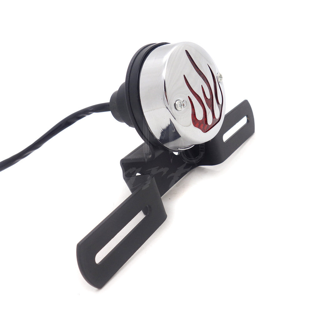 LED Flame Rear Tail Brake Stop Light Chopper Cafe Racer Old School Bobber Custom Q