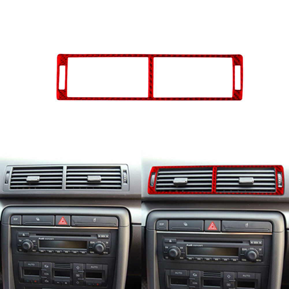 Red Carbon Fiber Central Control Air Outlet Panel Trim for Audi for A4 S4 2005-2008